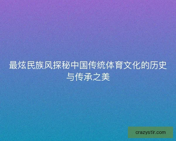 最炫民族风探秘中国传统体育文化的历史与传承之美