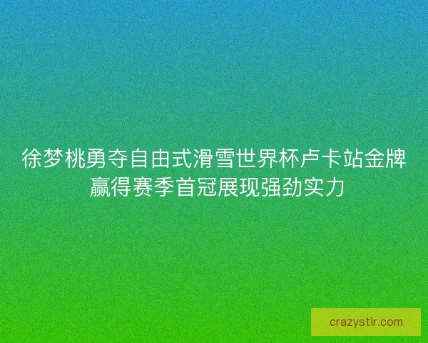 徐梦桃勇夺自由式滑雪世界杯卢卡站金牌 赢得赛季首冠展现强劲实力