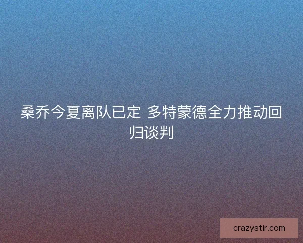 桑乔今夏离队已定 多特蒙德全力推动回归谈判